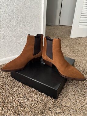 YSL Men's Suede Chelsea Boots in Tan